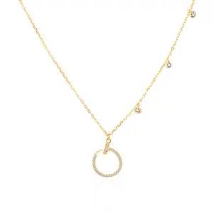 POLIVA Karat Jewelry Moissanite Necklace Circle Cz Stone Sterling 925 Silver Strand & String Necklaces Fashion Necklace