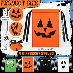 24 Uds. Bolsas de fieltro para Halloween, bolsas de regalo con cordón para truco o trato, fiesta de Halloween - Product Image 2