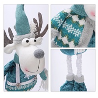 Décorations de Noël transfrontalières extensibles : Père Noël, Bonhomme de neige, Renne – Figurines en tissu bleu pour vitrine, 31cm-50cm