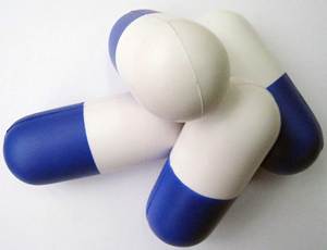 Balle anti-stress en forme de capsule de pilule avec logo personnalisé, en mousse PU, cadeaux promotionnels - Product Image 2