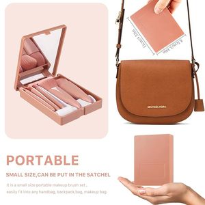 Hot Selling Popular High Quality Pink Makeup Tools Makeup <strong>Mirror</strong> and Makeup Brush <strong>Set</strong> Eyeshadow <strong>Set</strong> 5 in 1 for Girls - Product Image 1