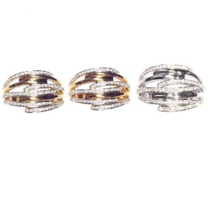 Nouvelle Arrivée Design Tendance Or Blanc 18K Diamant Véritable Sertissage Pavé Classique Bagues Épaisses Torsadées pour Fiançailles, Fêtes et Anniversaires - Product Image 4