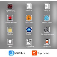 KONLEN Tuya WIFI 2 relais Smart Life hygromètre thermomètre contrôleur d'humidité pour congélateur incubateur température capteur d'humidité