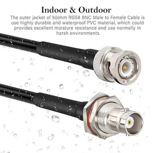 <span class=keywords><strong>Cable</strong></span> <span class=keywords><strong>Coaxial</strong></span> <span class=keywords><strong>RG58</strong></span> de Cobre de Baja Pérdida, 50 Ohmios, Conector BNC Macho a Hembra para CCTV, Video, Radio, Escáner, 10 pies (3m), Conductor Sólido - Product Image 5