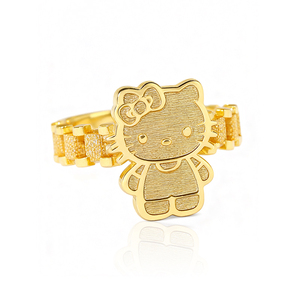 Anello Personalizzato in Acciaio Inossidabile con Personaggio Gatto Cartoon Placcato Oro, Gioiello Trendy da Donna, Regalo Personalizzato - Product Image 2