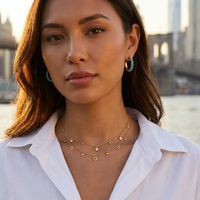 Kalung Choker Baja Anti Karat Berlapis Emas dengan Liontin Hati, Perhiasan CZ Tahan Air untuk Wanita, Hadiah untuk Berbagai Acara