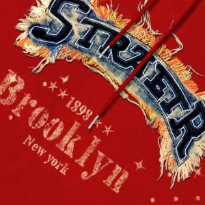 Sudadera con Capucha para Hombre, Estilo Urbano, Vintage, Lavado Ácido, con Borde Crudo, Bordado 3D, Talla Grande, 500 g/m², en Oferta - Product Image 3