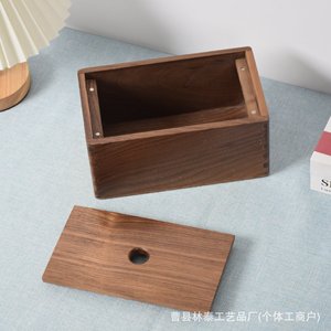Boîte à mouchoirs en bois de noyer massif 20x12x10cm, rangement de bureau pour la maison, la voiture, le restaurant, avec option d'impression de logo - Product Image 1