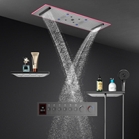 Nouvelle Pomme de Douche LED Grande Taille 900*300mm à 6 Fonctions, Effet Pluie et Cascade, Gris Anthracite, Ensemble de Douche Thermostatique pour Salle de Bain