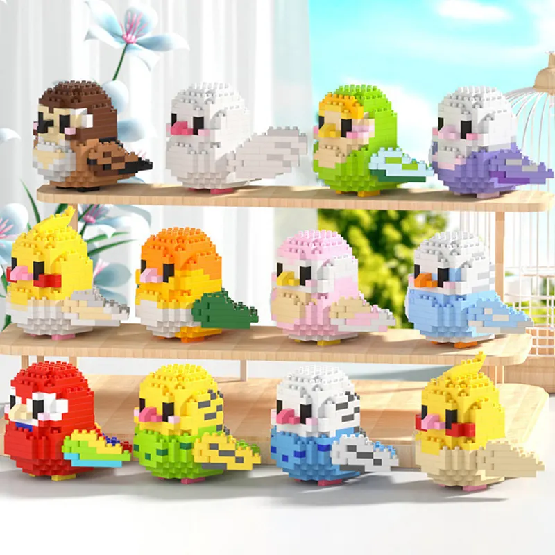 Lindo loro pájaro bloques de construcción rompecabezas juguetes para niños regalos decoración del hogar creativo DIY hecho a mano juego educativo