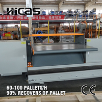 Machine à démonter les palettes en bois industrielles HICAS, scie à ruban, 8,25 kW, commande PLC, 1 opérateur, équipement de recyclage et de démontage de palettes, CE