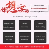 Papel Térmico para Uso Industrial, Etiquetas de Envío Modelo 106*177-1000, Forma Rectangular, Negro, Resistente a Arañazos, para Comercio Electrónico Taobao