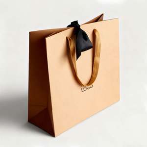 Bolsa de Regalo de Papel Kraft Ecológica de Lujo, Personalizable con Asa de Algodón para Zapatos, Ropa Interior y Velas - Product Image 1