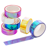 Ruban décoratif arc-en-ciel irisé, ruban adhésif holographique translucide pour scrapbooking, journalisation, emballage cadeau et bricolage