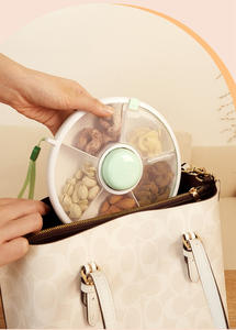 Boîte à lunch rotative circulaire en gros, conteneur à collation, plateau à fruits hermétique anti-humidité, rangement portable pour bonbons et graines de melon - Product Image 2