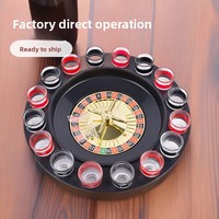 Vente en gros usine Chine : Ensemble de jeu de roulette russe 16 verres en plastique noir pour KTV et soirées, avec plateau de jeu, emballage boîte couleur et blister