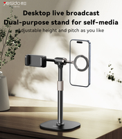 Support de téléphone de diffusion en direct de bureau à double usage Yesido C297, rotation à 360 degrés, aimant puissant N52, levage libre de 30 à 46 cm
