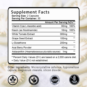 Cápsulas de Tomate Blanco OEM/ODM de Venta Caliente con Niacinamida, Astaxantina, Suplemento Blanqueador de Piel, Apoyo Antioxidante y para la Salud de la Piel - Product Image 2