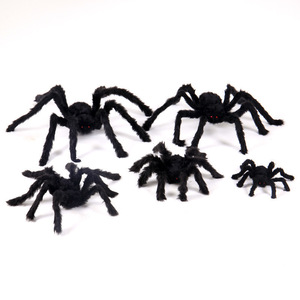 Accesorio de casa embrujada de araña grande y horrible para Halloween, decoración interior y exterior, suministros de decoración de araña de felpa peluda negra - Product Image 6