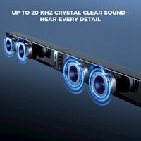 Soundbar 2.1 120W BT untuk TV, Speaker Soundbar untuk Mode Film/News/Musik dengan Koneksi ARC/OPT/AUX