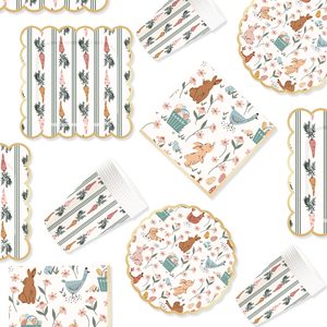 DAMAI New Customized <b>Easter</b> Theme Disposable Paper Plate Napkin Paper Tablecloth with Bunny Tableware Set for Birthday - Product Image 2