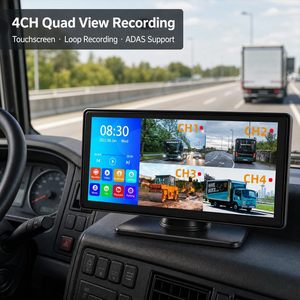 Moniteur DVR tactile 10,26 pouces 4CH Full HD 1080P AHD avec système d'enregistrement en boucle à quatre écrans pour voiture, camion, bus, camping-car, véhicule - Product Image 3
