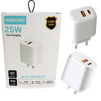 Adaptateurs d'alimentation USB C à charge rapide 25W, double port, chargeur d'ordinateur portable de type C, charge rapide, adaptateur mural USB pour iPhone Samsung