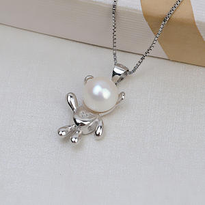 Pendentif en argent S925 en forme d'ours avec perle de 9-10 mm, support de bijoux DIY, accessoires vides pour perles suspendues, perles lâches, modèle 2051 - Product Image 4