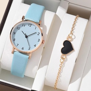 Reloj de Pulsera Elegante de Aleación con Correa de Cuero PU para Mujer, Reloj de Cuarzo con Brazalete de Corazón, Sin Caja, Envío Directo - Product Image 6