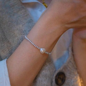 S925 Sterling Silver Pearl <b>Bead</b> <b>Bracelet</b> For Women Everyday Wear - Product Image 1