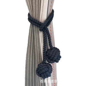 Cotton Linen Curtain <b>Tiebacks</b> Spherical Double Balls 5cm Diameter Scandinavian Style No Drilling Required - Product Image 3