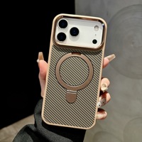 Nouvelle coque pour iPhone 17 Pro Max avec support magnétique rotatif en fibre de carbone, compatible Apple MagSafe