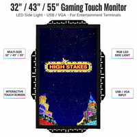 Écran de jeu interactif de 32/43/55 pouces avec moniteur tactile de jeu à lumière latérale LED avec entrée USB/VGA pour terminaux de divertissement