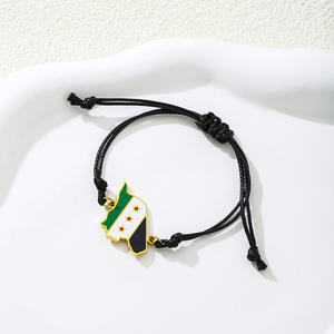 Pulsera con Abalorio <span class=keywords><strong>DE</strong></span> LA Bandera <span class=keywords><strong>de</strong></span> <span class=keywords><strong>Siria</strong></span> Esmalte Chapado en Oro <span class=keywords><strong>de</strong></span> 18K Pulsera <span class=keywords><strong>de</strong></span> Cuerda <span class=keywords><strong>de</strong></span> Macramé con Mapa Sirio <span class=keywords><strong>de</strong></span> Acero Inoxidable - Product Image 5