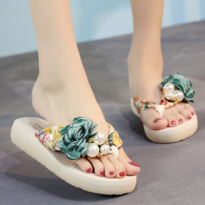Chanclas de Playa de Verano para Mujer, Estilo Coreano, con Suela Gruesa, Antideslizantes, con Tacón de Cuña y Flores, para Uso en Exteriores, Aptas para Padres e Hijos - Product Image 2