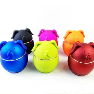 HOT New Design Zinc Alloy Rubber Paint Smoker Pet Piggy Metal Herb Grinder Unique Style Tobacco Grinder