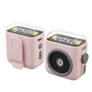 Altavoz Bluetooth Mini LED P6 de 5W con Clip Magnético, Pantalla de Tiempo, Luz de Luna, Reloj Despertador, Altavoces Inalámbricos para Viajes y Actividades al Aire Libre - Product Image 1