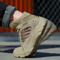 Bottes de travail occidentales pour hommes 8853-4, chaussures de sécurité mi-montantes, imperméables, en microfibre, avec embout en acier, antidérapantes, pour la chasse en automne