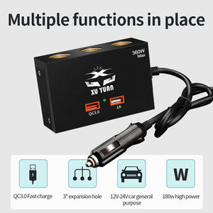 Chargeur de voiture à charge rapide, adaptateur allume-cigare, câble de charge 3-en-1 pour camion, USB haute puissance 360W - Product Image 5
