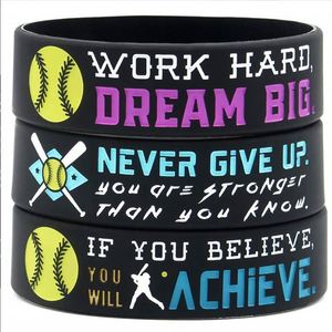 Bracelets de poignet de softball, bracelet en silicone motivant, bracelet en caoutchouc personnalisé pour le sport - Product Image 2