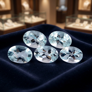 Natural Aquamarine Oval Cut 6x4 MM Light Blue AA Quality Faceted Loose Gemstones 10 Pcs Lot for Jewelry Making R <b>Creation</b> Color - Product Image 6