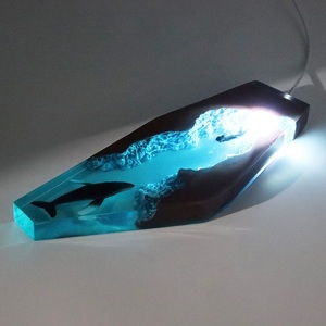 Lampe de <span class=keywords><strong>nuit</strong></span> LED en résine et bois, scène sous-marine, plongeur, baleine, décoration océanique, lumière ambiante USB, cadeau personnalisé pour chambre à coucher, salon - Product Image 5