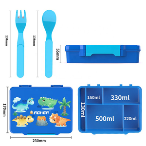 กล่องเบนโตะพลาสติก Aoha พร้อมส้อมและช้อนใส่ซอส - Product Image 6