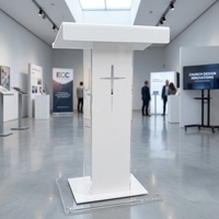 Pupitre de conférence moderne en acrylique noir personnalisé pour l'école, l'hôtel, le supermarché, le bureau