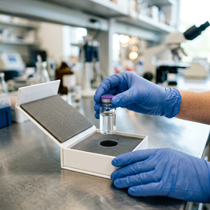 Boîte d'emballage magnétique rigide professionnelle pour flacon unique, idéale pour l'échantillonnage et le stockage de peptides de haute valeur en recherche. - Product Image 4