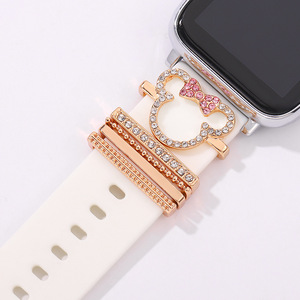 Per <span class=keywords><strong>Apple</strong></span> <span class=keywords><strong>Watch</strong></span> <span class=keywords><strong>44</strong></span> 40mm cinturino in lega di diamanti ciondolo Charms anello accessori 5 pz/set CSS029 - Product Image 1