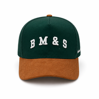 Gorra de Béisbol de Algodón Estructurada de 5 Paneles con Logotipo Personalizado Bordado, Visera de Gamuza, Dos Tonos Verde y Marrón
