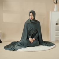Abaya Cape Haute Couture 3 Couches Grande Taille Chic Ethnique Travail Anti-Statique Chiffon Premium Robe à Paillettes Prête à Porter Kaftan