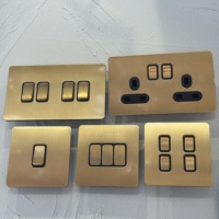 Interrupteur à bascule mural 86 à bouton-poussoir, double prise universelle UK13A, USB-C, en métal acier inoxydable doré, 16A, pour maison européenne