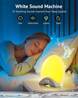 Mesin Suara White Noise Bayi dengan Kontrol Aplikasi WiFi, Lampu LED Sunrise, 25 Lagu, Jam Alarm, Speaker BT, Lampu Malam Modern ABS
